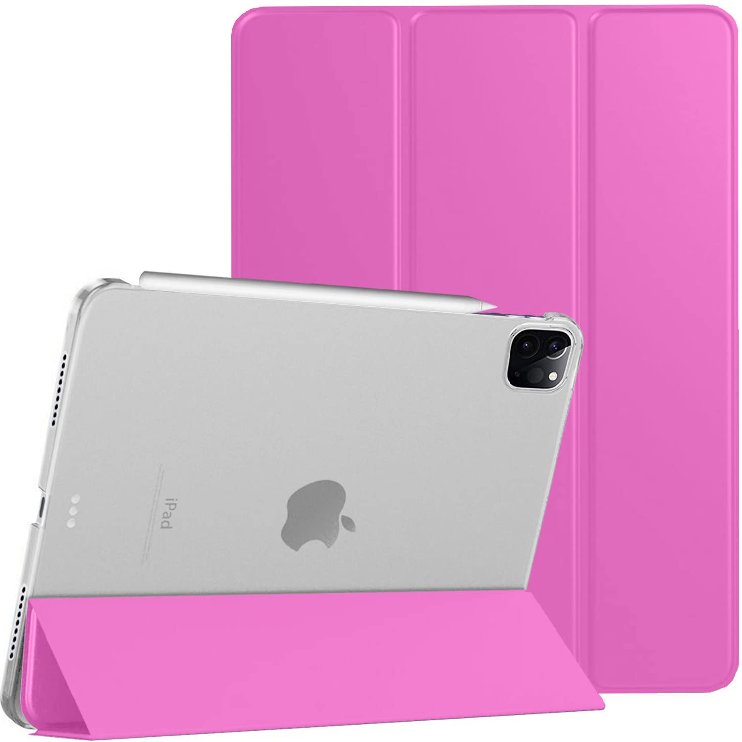 DuraSafe Cases for iPad PRO 12.9 6 5 4 Gen 2022 2021 2020 [iPad 12.9 Inch 6th 5th 4th ] A2436 A2764 A2437 A2766 A2378 A2461 A2379 A2462 A2229 A2069 A2233 Hard Smart PC Translucent Back Cover - Pink