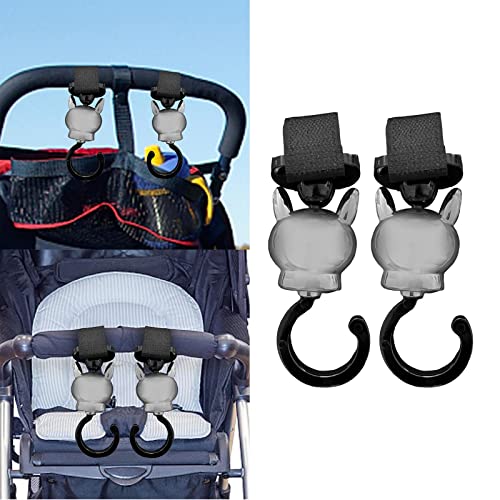 2Pcs Stroller Hooks Hooks Adjustable Multifunctional 360 Degree Rotate Accessories Holder Clips for Groceries Purse Diaper Bags