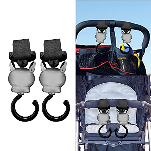 2Pcs Stroller Hooks Hooks Adjustable Multifunctional 360 Degree Rotate Accessories Holder Clips for Groceries Purse Diaper Bags