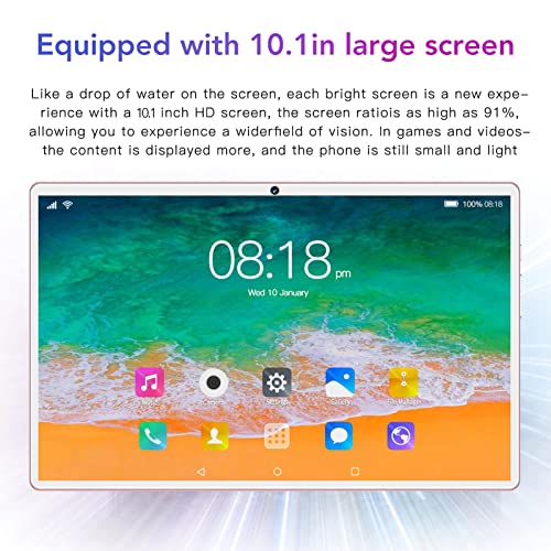 10.1 Inch 5G WiFi Tablet, 1960x1080 IPS HD Tablet for 12, 10 Core CPU Portable Tablet with Dual Camera, 6GB 128GB Memory Tablet for Work, Learning, Game