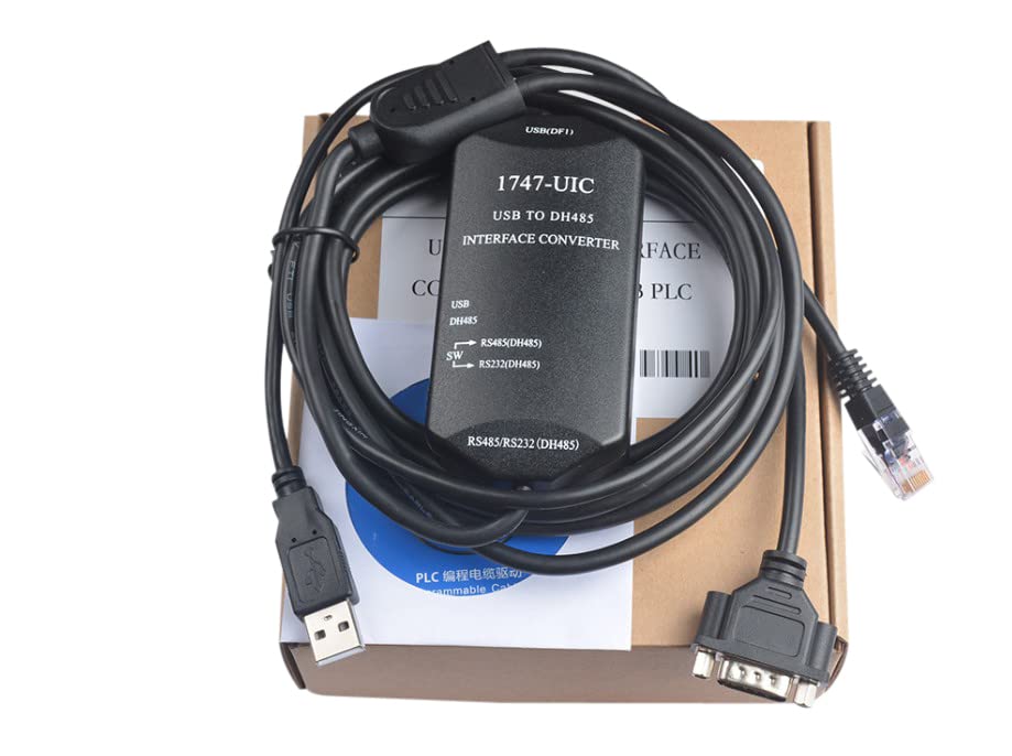 1747-UIC Programming Cable for AB PLC SLC5/01/02/03/05 and Micrologix 1000 Series, USB to DH485/RS485/RS232, for Allen Bradley 1747-UIC Repalcement