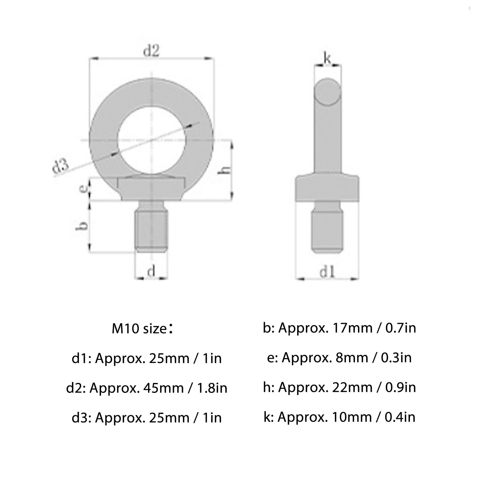 Lifting Shoulder Eye Bolt, Clear Thread Q235 Steel 5PCS Eye Bolt Anti Uniform Force for Auto for Construction(M10)