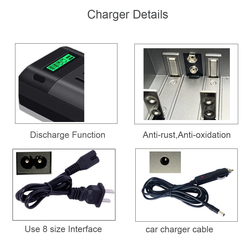 Palowextra Premium Rechargeable C Cell Batteries with Charger, 6 Pack 1.2v NiMH C Size Batteries with Universal Battery Charger for AA AAA 9V D C Rechargeable Batteries （6 Count (C Size)