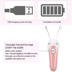 Watris Veiyi Electric Facial Threading Hair Removal for Women, Threading Hair Removal Epilator for Women, Threading Face Epilator for Fine Hairs on Face, Chin, Upper Lip, Arms, Legs(Pink)