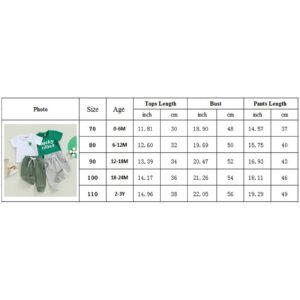 2PCS Infant Toddler Baby Boy St. Patrick 's Day Outfit Set Clover Letter Printed Short Sleeve T-Shirt Tops and Jogger Pants Set (White+Green, 12-18 Months)