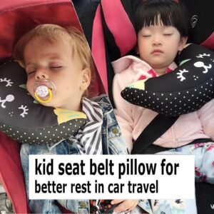 Kids Seat Belt Pillow Soft Car Seat Neck Support Cushion Pad Safety Belt Sleep Pillow Car Seat Strap Cover Headrest Travel Pillow Shoulder Pad for Car Airplane Seat Pushchair