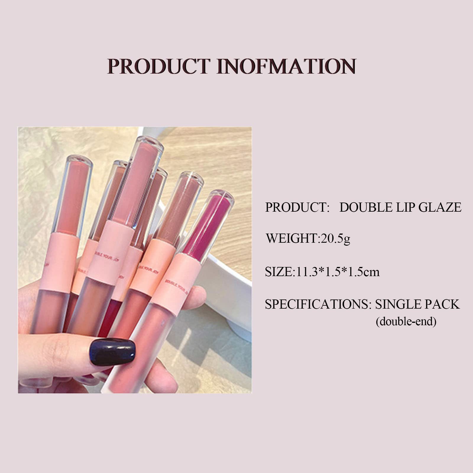 KWOLYKIM 2 In 1 Double Mirror And Matte Lip Gloss, Hydrating Lip Gloss with Essential oil, Liquid Shine Glossy Lip Tint, Hydrated & Fuller-looking Lips, Long-Lasting Sweet Lip Glaze