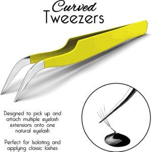 SIVOTE Eyelash Extension Tweezers for Classic & Volume Lashes, 2-Pack, Yellow