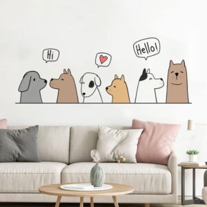 Buer Homie Decals Wall Stickers, Dog Cartoon Animal Decor, Dogs 'Say Hi'