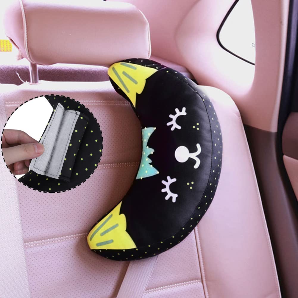 Kids Seat Belt Pillow Soft Car Seat Neck Support Cushion Pad Safety Belt Sleep Pillow Car Seat Strap Cover Headrest Travel Pillow Shoulder Pad for Car Airplane Seat Pushchair