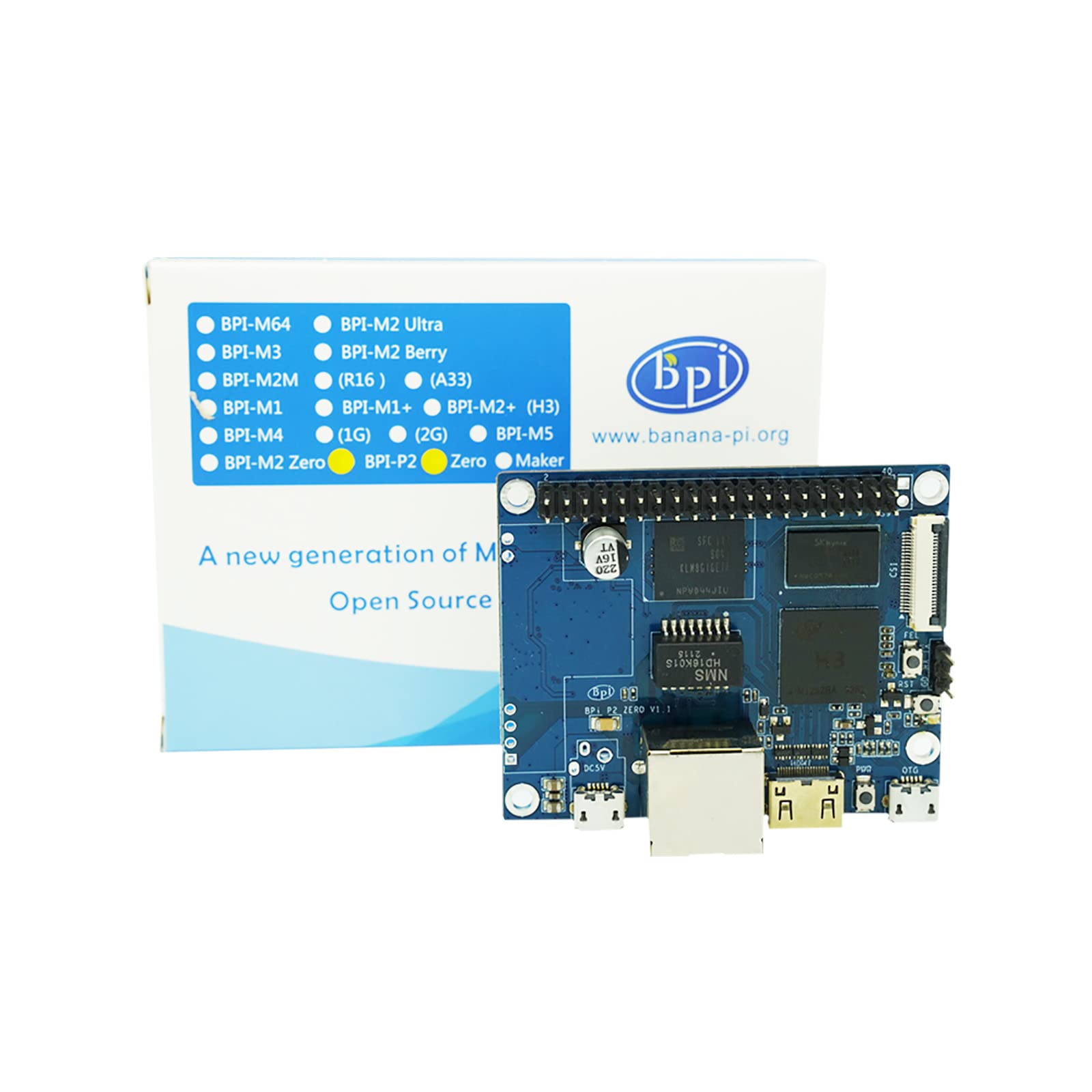 youyeetoo BPI-P2 Zero Open Source Singal Board Computer, Software Same as BPI-M2 Zero,Provide Armbian Rapbian,Add 8GB eMMC/PoE interface/100M LAN (with POE and Case)