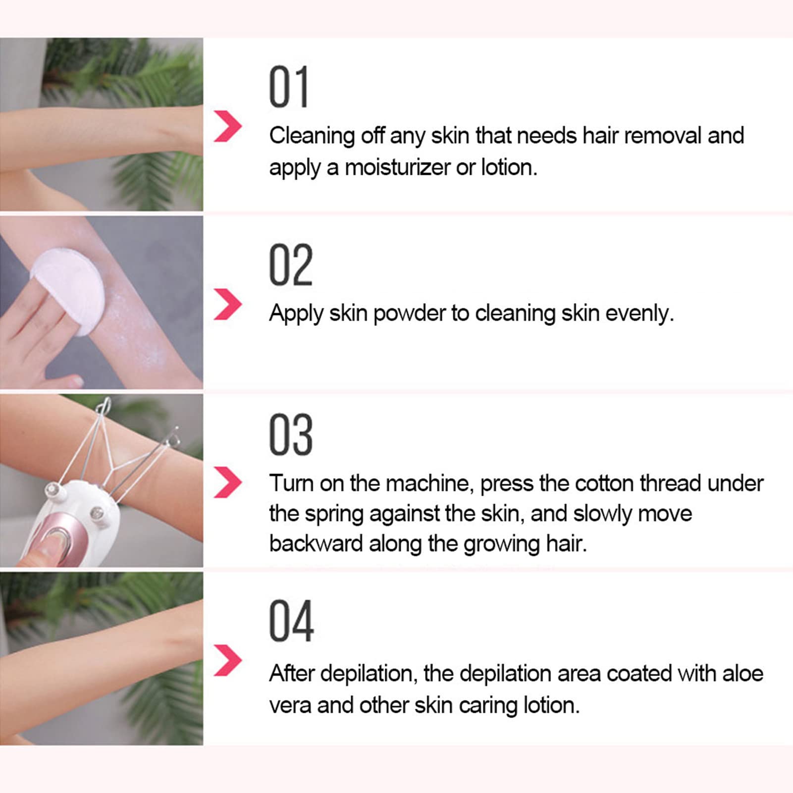 Watris Veiyi Electric Facial Threading Hair Removal for Women, Threading Hair Removal Epilator for Women, Threading Face Epilator for Fine Hairs on Face, Chin, Upper Lip, Arms, Legs(Pink)