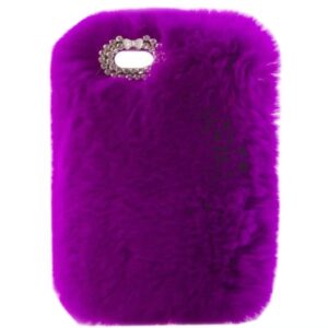 case for 2017/2015 ipad pro 12.9",handmade diamond furry fuzzy luxury bling fluffy winter warm soft rabbit fur plush cover case for ipad pro 12.9" 2017/2015 (1st & 2nd) (purple)