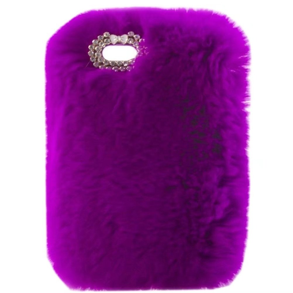 Case for 2017/2015 iPad Pro 12.9",Handmade Diamond Furry Fuzzy Luxury Bling Fluffy Winter Warm Soft Rabbit Fur Plush Cover Case for iPad Pro 12.9" 2017/2015 (1st & 2nd) (Purple)