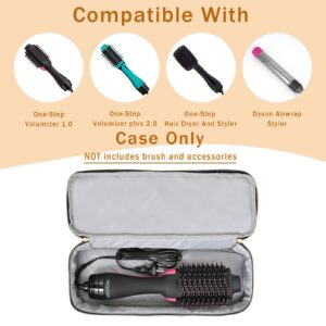 Travel Carrying Case Compatible with Revlon One-Step Hair Dryer Brush/Volumizer/Styler/Hot Tools,Double-Layer Storage Organizer Bag Compatible for Shark FlexStyle/Dyson Airwrap Styler,Black(Bag Only)