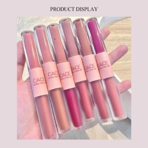 KWOLYKIM 2 In 1 Double Mirror And Matte Lip Gloss, Hydrating Lip Gloss with Essential oil, Liquid Shine Glossy Lip Tint, Hydrated & Fuller-looking Lips, Long-Lasting Sweet Lip Glaze