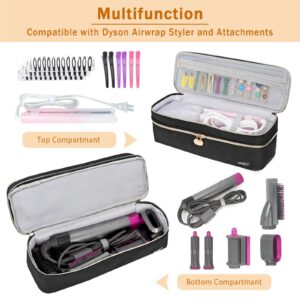 Travel Carrying Case Compatible with Revlon One-Step Hair Dryer Brush/Volumizer/Styler/Hot Tools,Double-Layer Storage Organizer Bag Compatible for Shark FlexStyle/Dyson Airwrap Styler,Black(Bag Only)