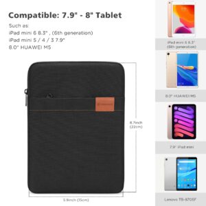 NIDOO Tablet Sleeve Bag 8 inch for 8.3" iPad Mini 6/7.9" iPad Mini 5/8" Lenovo Tab M8 Gen / 8.7" Galaxy Tab A7 / 8" Huawei MatePad T 8 Water Repellent Vertical Laptop Case Pouch