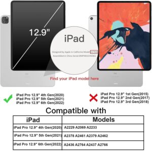 DuraSafe Cases for iPad PRO 12.9 6 5 4 Gen 2022 2021 2020 [iPad 12.9 Inch 6th 5th 4th ] A2436 A2764 A2437 A2766 A2378 A2461 A2379 A2462 A2229 A2069 A2233 Hard Smart PC Translucent Back Cover - Pink