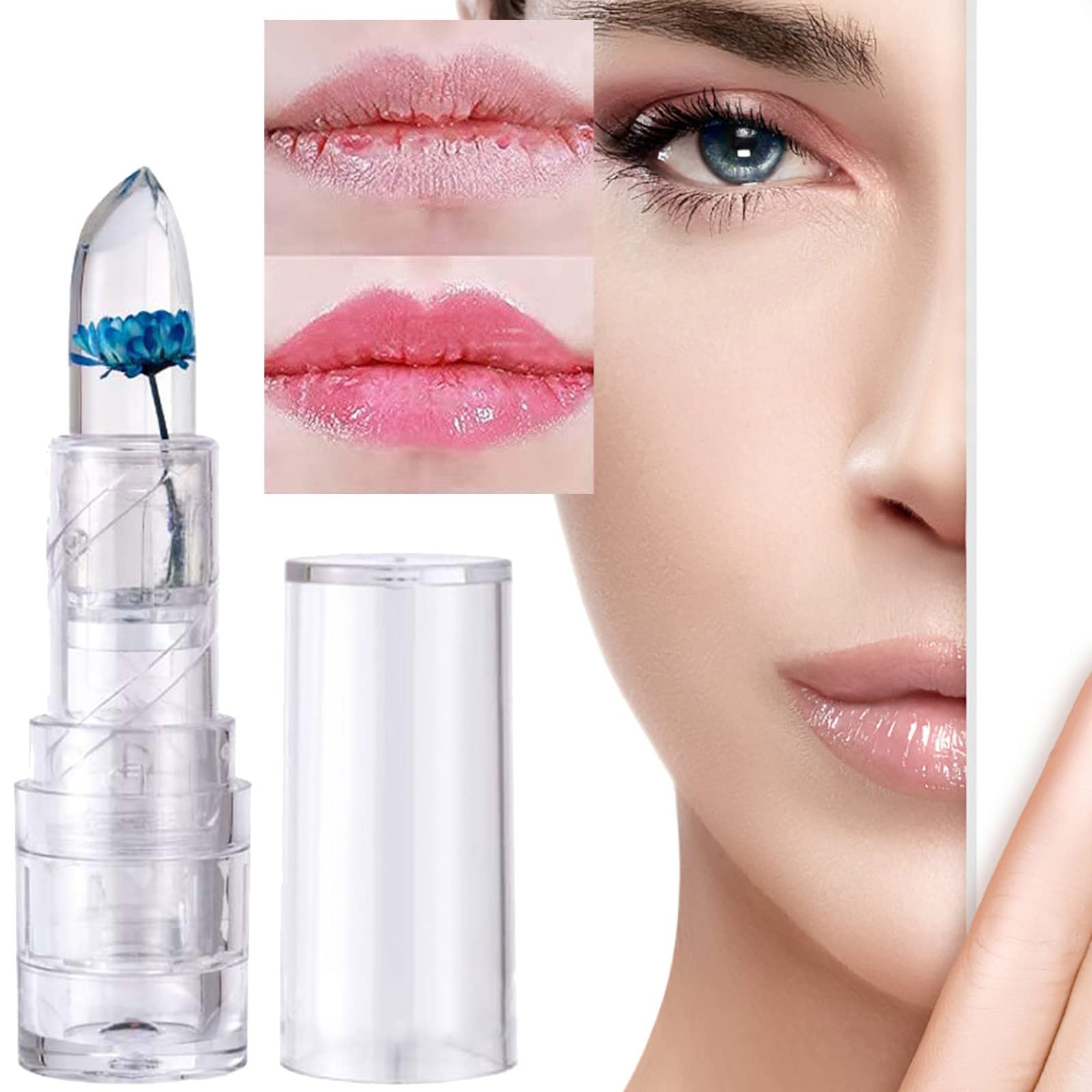 Flower Lip Balm for Dry Cracked Lips Long Lasting Hydrate Moisturize Clear Lip Gloss for Women Teen Girls