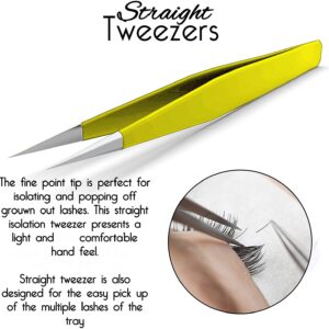 SIVOTE Eyelash Extension Tweezers for Classic & Volume Lashes, 2-Pack, Yellow