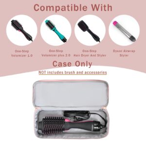 Double-Layer Travel Carrying Case Compatible with Revlon One-Step Hair Dryer Brush/Volumizer Original 1.0,Plus 2.0/Styler,Portable Storage Bag Fits for Revlon,Hot Tools and Attachments,Pink(Bag Only)