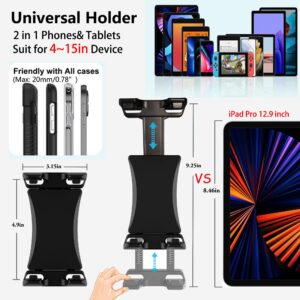 Peastrex Tablet Ipad Wall Mount Holder with Long Arm 360° Adjustment for 4~15inch Tablet and Cellphone iPad Pro 12.9, Galaxy Tab S9 Ultra 14.6 S9FE, Surface,iPhone