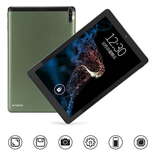 Tablet PC HD 100-240V Green 10.1 Inch Front 5MP Back 13MP for 11.0 for Reading (US Plug)