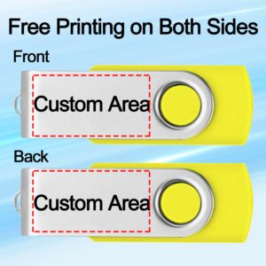 Custom Logo USB Flash Drive Bulk Personalized USB 2.0 Swivel Memory Stick with Keychain and USB C Adapter Double-Sided Printed Free Thumb Drive Pen Drive - as Promotional Gift Wholesale(512MB,50PACK)