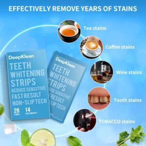 Teeth Whitening Strips - DeepKlean White Strips for Removing Years Stains, Enamel Safe, 3 Days Express Result, 28 Teeth Whitener Strips for Teeth Sensitive 14 Treatments Peppermint Non-Slip Strips