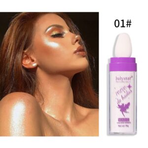 Polvo De Hadas Highlighter Stick Puff Fairy Stick Highlight Powder Glitter Loose Powder Brush Stick Contouring Powder Shimming Face Powder Blusher (#01 Pearl White)