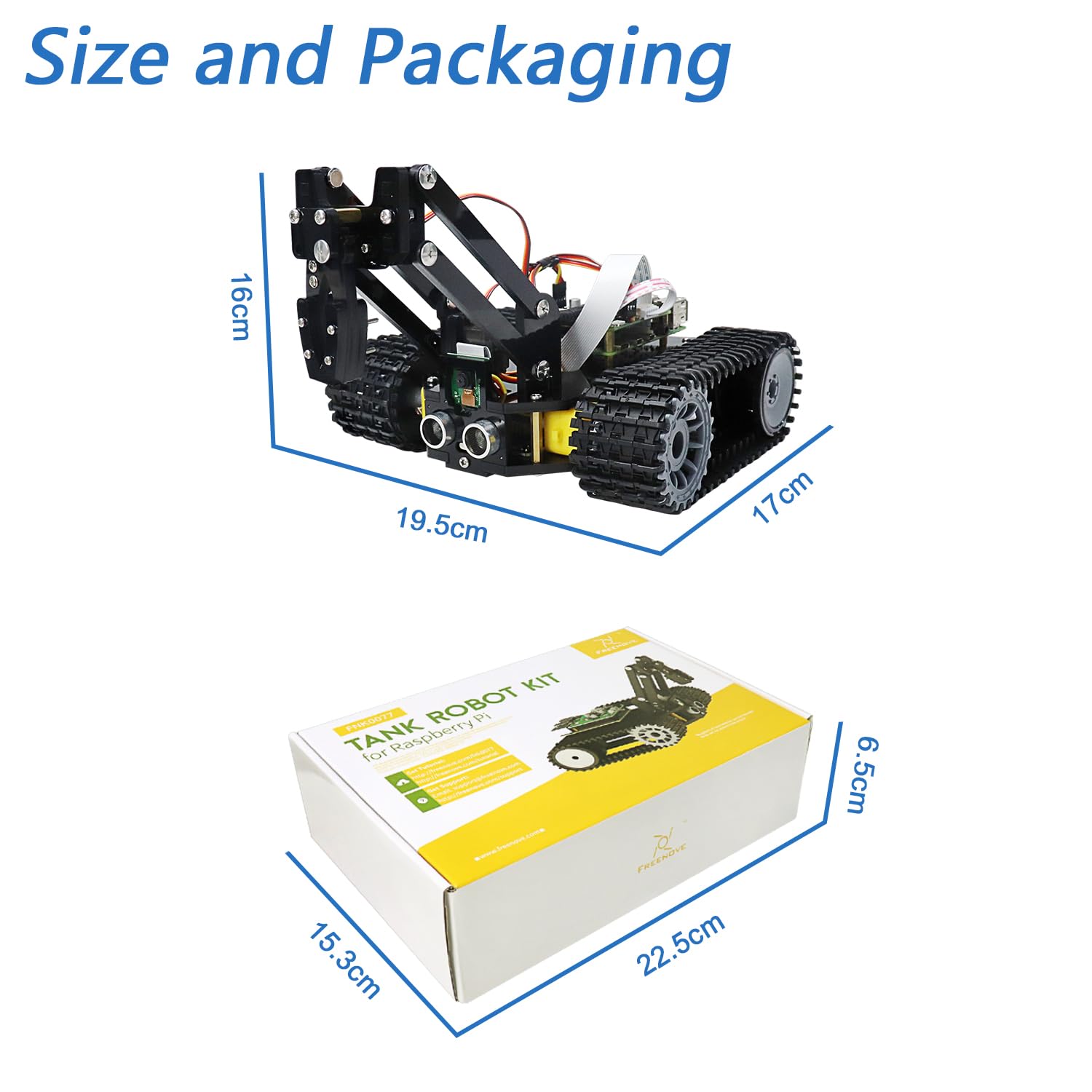 Freenove Tank Robot Kit for Raspberry Pi 4 B 3 B+ B A+, Crawler Chassis, Grab Objects, Ball Tracing, Line Tracking, Obstacle Avoidance, App Control, Camera, Servo (Raspberry Pi NOT Included)