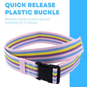 LiftAid Gait Belt with Plastic Buckle Transfer and Walking Aid with Belt Loop Holder for Assisting Therapist, Nurse, Home Care - 60" L x 2" W (Rainbow)