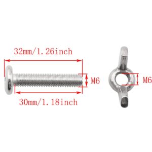 TAODAN 10PCS Stainless Steel Large Flat Head Screws M6x30 1/4 x 1-1/4 Sidewalk Bolts with 10 Wing Nuts