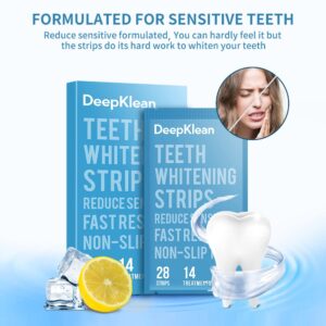 Teeth Whitening Strips - DeepKlean White Strips for Removing Years Stains, Enamel Safe, 3 Days Express Result, 28 Teeth Whitener Strips for Teeth Sensitive 14 Treatments Peppermint Non-Slip Strips