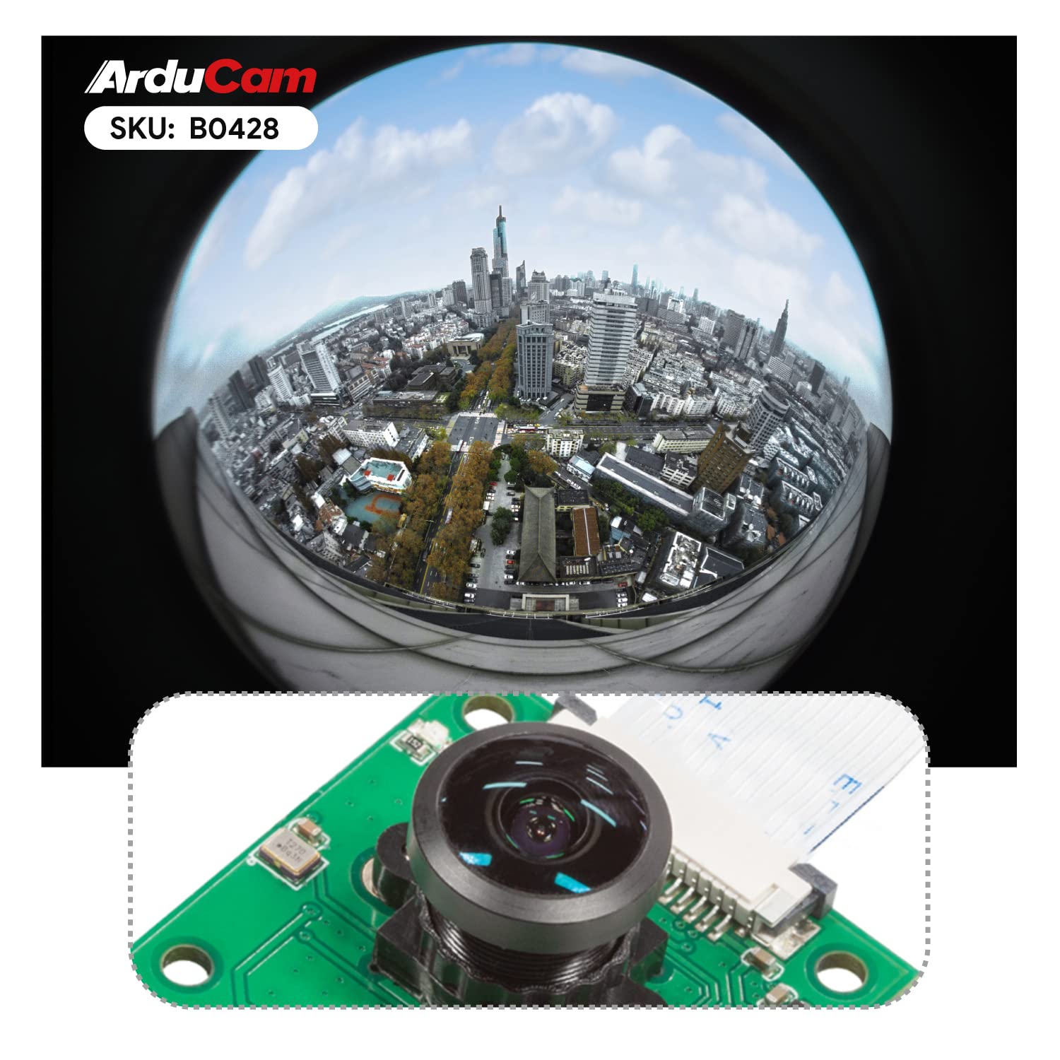 Arducam for Raspberry Pi Camera, 5MP Ultra Wide Angle Fisheye Lens, OV5647 Pi Camera Module with IR Filter and Manual Focus for Raspberry Pi 5/4B/3B /3B+