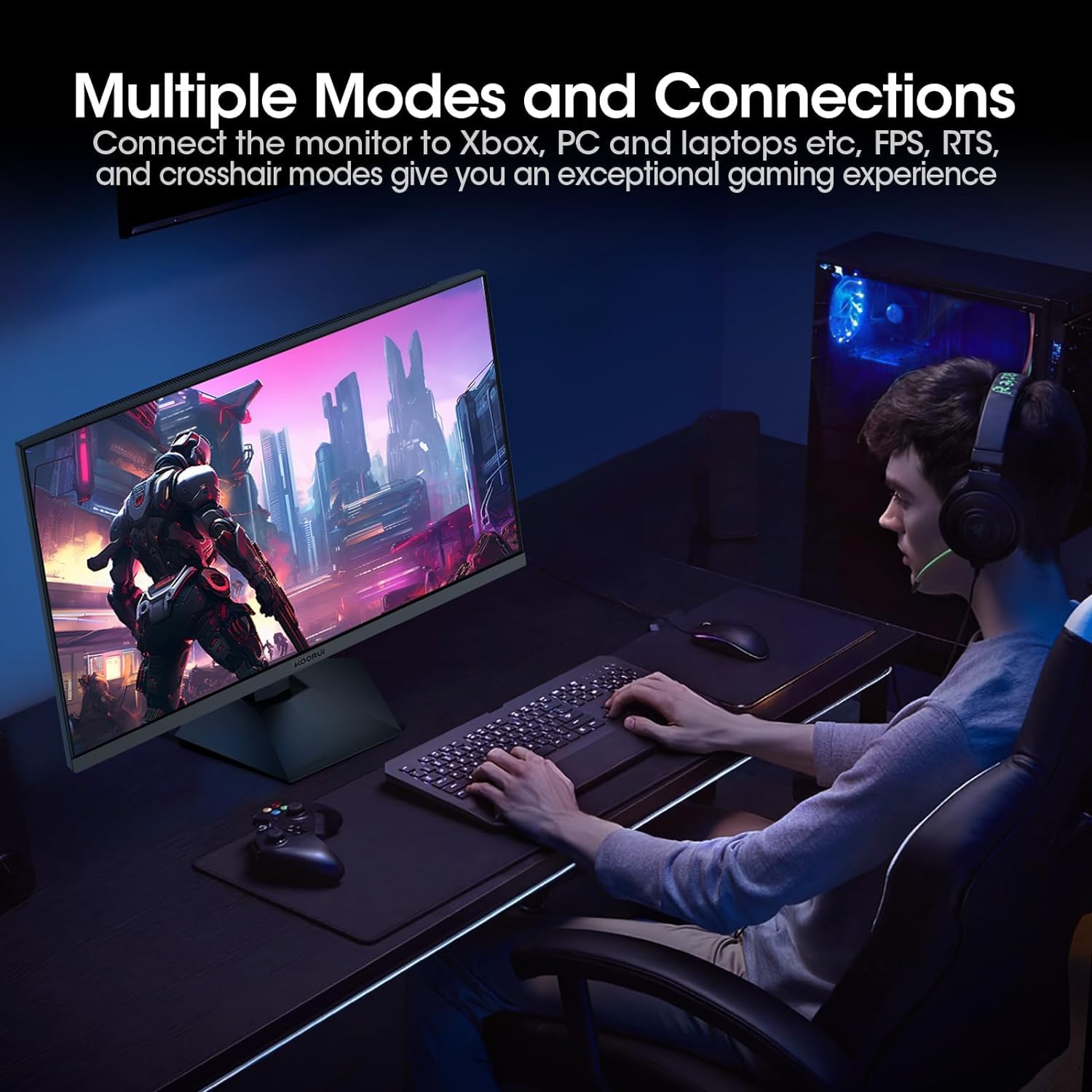 KOORUI Gaming Monitor 25-inch, 170Hz FHD 1080p Computer Monitor, 1ms GTG, Adaptive G-Sync, FreeSync Premium, 3 Sides Frameless, HDMI x 2, DisplayPort, Black, 25E3A