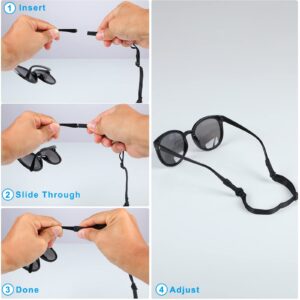 HDZW 4pcs Adjustable Glasses Strap - No Tail Anti-Slip Eyeglasses Strap - Sports Sunglasses Strap - Eye Glasses Holders Around Neck for Men, Women, and Kids - Secure and Comfortable Eyewear Retainer