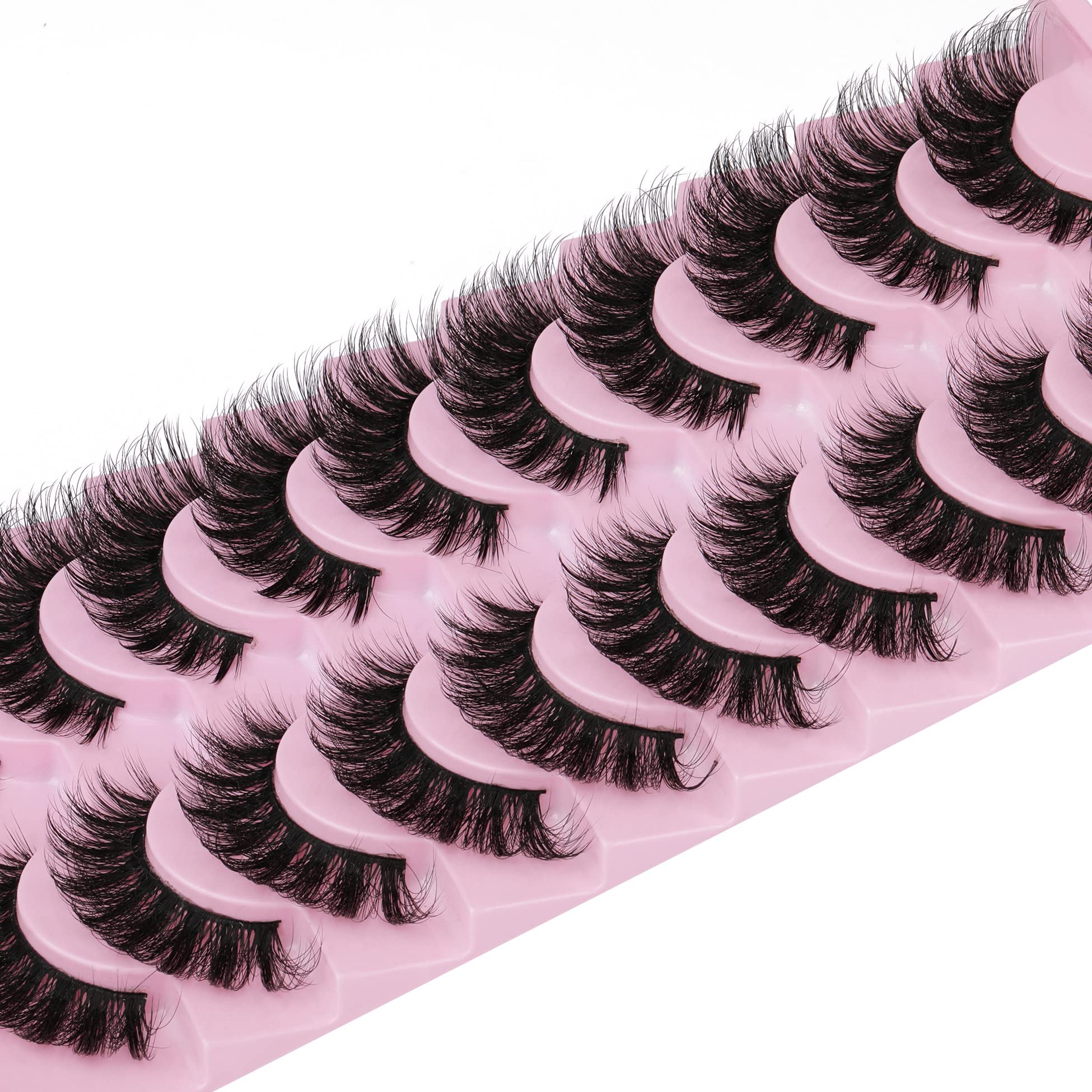 False Eyelashes Wispy Mink Lashes 18mm Strip Lashes Natural Look Fake Eyelashes Curly Soft Cat Eye Lash Pack 10 Pairs by EYDEVRO