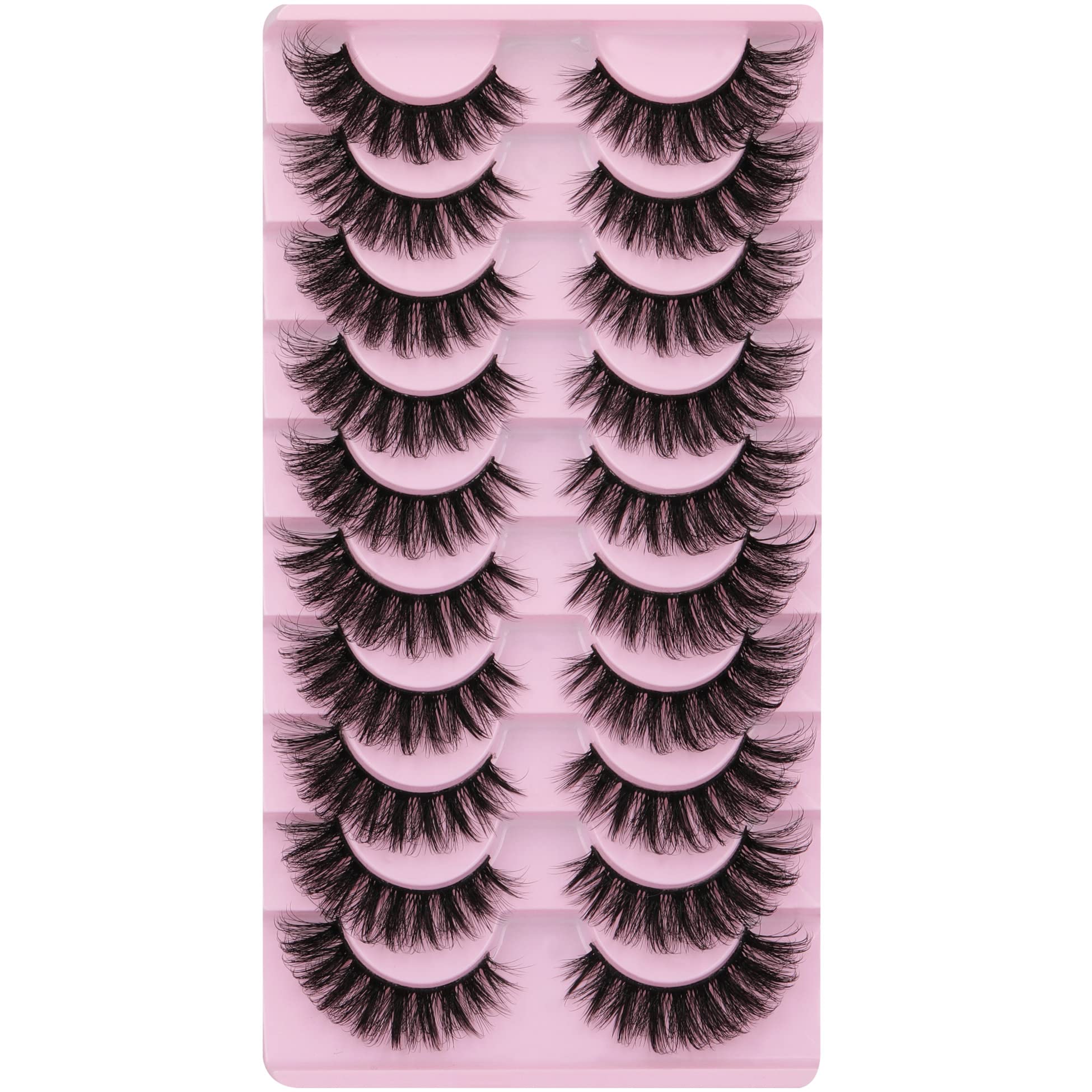 False Eyelashes Wispy Mink Lashes 18mm Strip Lashes Natural Look Fake Eyelashes Curly Soft Cat Eye Lash Pack 10 Pairs by EYDEVRO