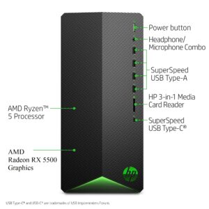 HP 2022 Newest Pavilion Gaming Desktop Computer, AMD 6-Core Ryzen 5600G Processor (Up to 4.4 GHz), AMD Radeon RX 5500, Mouse and Keyboard, Win 11 Home + HDMI Cable (16GB RAM | 256GB SSD)