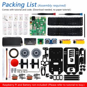 Freenove Tank Robot Kit for Raspberry Pi 4 B 3 B+ B A+, Crawler Chassis, Grab Objects, Ball Tracing, Line Tracking, Obstacle Avoidance, App Control, Camera, Servo (Raspberry Pi NOT Included)