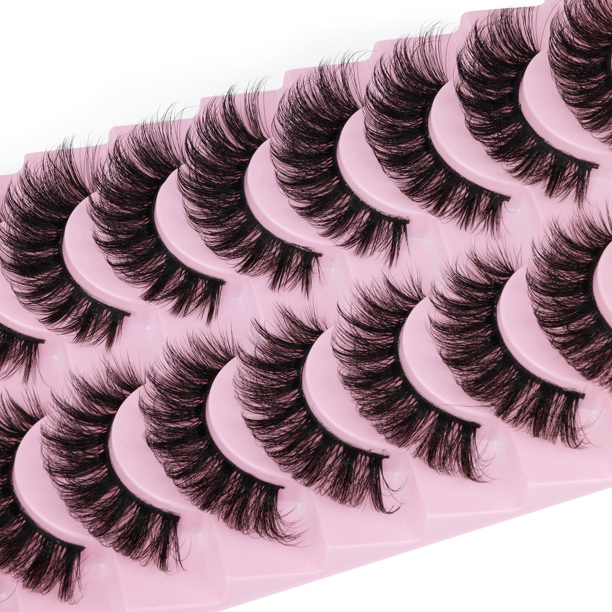 False Eyelashes Wispy Mink Lashes 18mm Strip Lashes Natural Look Fake Eyelashes Curly Soft Cat Eye Lash Pack 10 Pairs by EYDEVRO