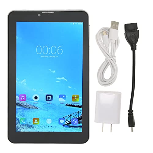 Naroote Tablet PC, 1960x1080 IPS 7 Inch Tablet US Plug 100‑240V 2.4G 5G Dual Band WiFi (Black)