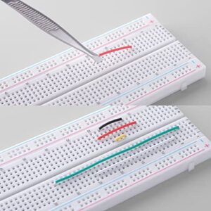 Breadboard Jumper Wires Kit 2Pcs 830 Breadboards 2PCS 400 Breadboards +130pcs Flexible Breadboard Jumper Wires +280pcs Jumper Wires+1pcs Tweezer for Arduino Raspberry Pi