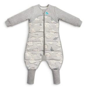 love to dream extra warm toddler sleep suit (4t), super soft temp regulating sleeping sack, 3.5tog warm wearable blanket, gray