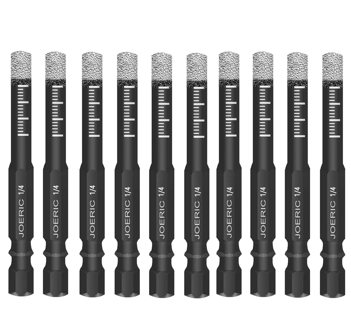 JOERIC 1/4" Dry Diamond Drill Bit Set, 10 PCS 6mm Ceramic Drill Bit Diamond Core Drill Bit Tile Drill Bit with Storage Case for Granite Marble Tile Ceramic Stone Glass (Not for Wood)