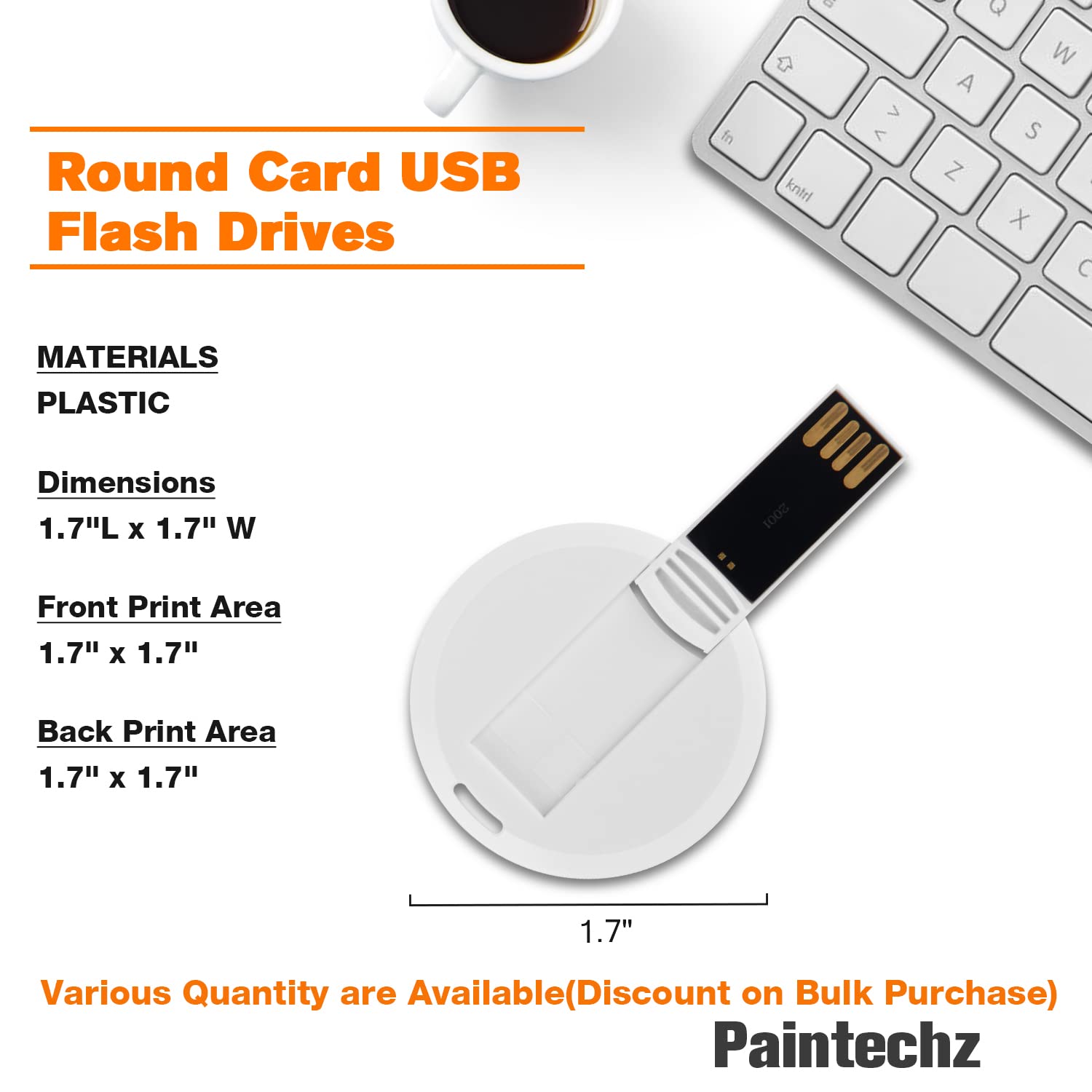 Paintechz Custom Credit Card USB Flash Drives 50 Pack, Personalized Logo Text Bulk - as Corporate Gifts and Promotional Giveaways - Customizable 8GB