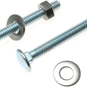 TAODAN 10 Set 1/4-20 x 2" Carriage Bolts Set Round Head Square Neck Screws with Nuts and Washers