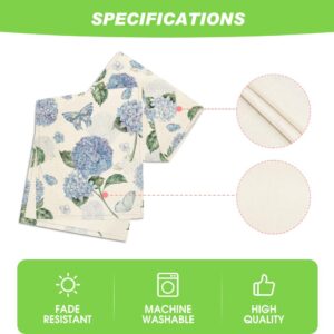 Artoid Mode Hydrangea Butterfly Summer Table Runner, Seasonal Spring Holiday Kitchen Dining Table Decoration for Home Party Indoor 13x72 Inch